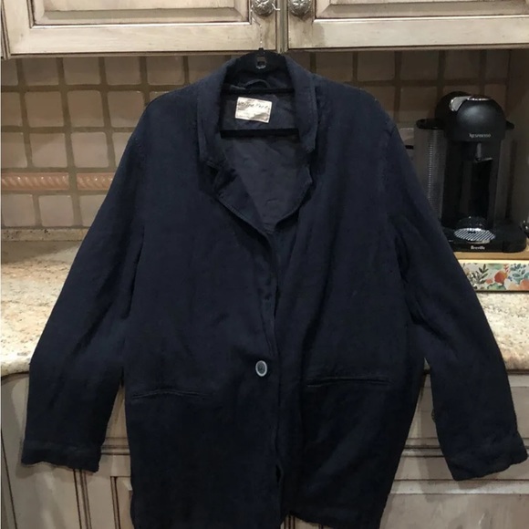 Free People Beckett Boyfriend Blazer Jacket Center Button Slouchy Washed Black - Picture 3 of 5